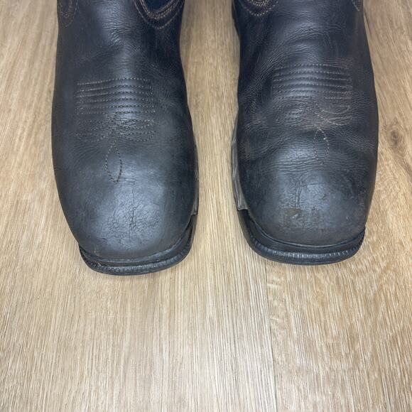 Ariat Mens 9.5D Boots Rebar Flex Brown Leather Square Toe Dry Shield Work - Picture 3 of 9